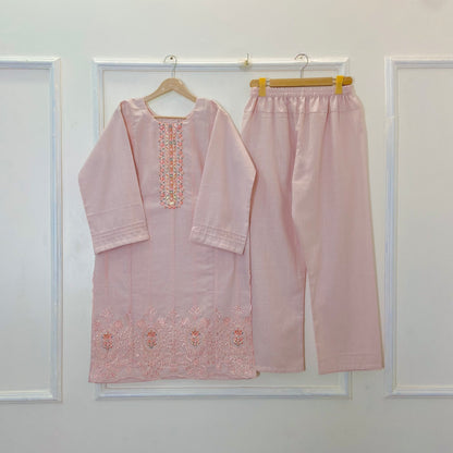 Blush Pink Embroidered 2PC (Khaddar) D-301
