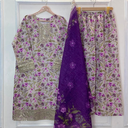 Sparkle Embroidered Beauty 3PC (Bana Dora) (Eid Arrivals) D-343