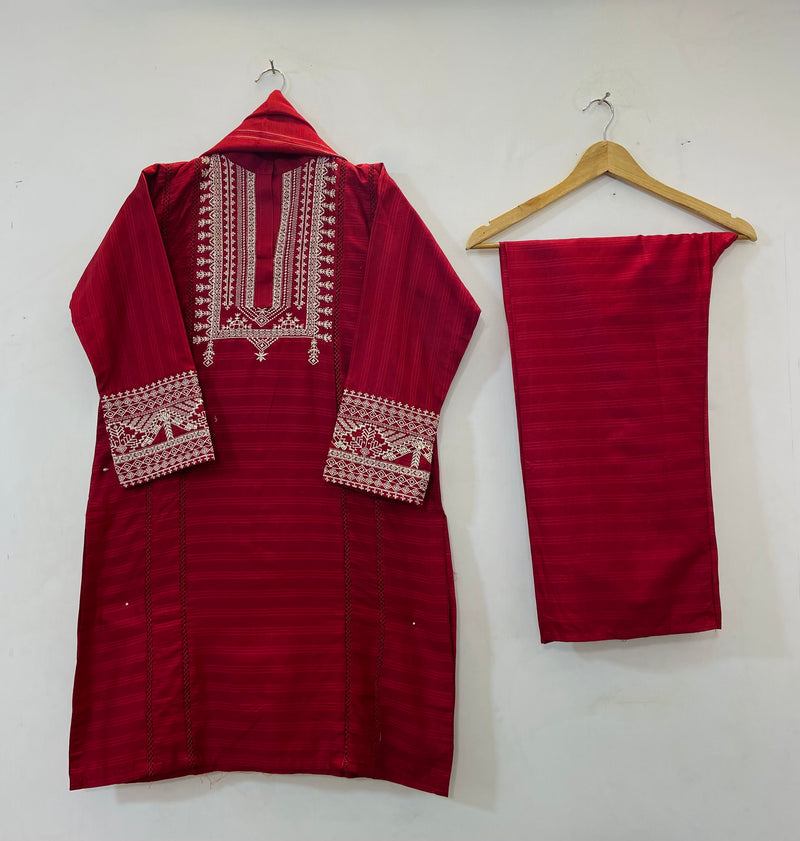 Cross-stitch Embroidered 3PC (Cotton Lawn) D-59