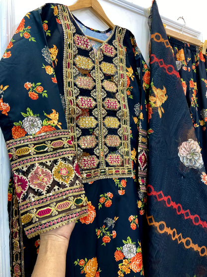Chandni 3PC (Silk) D-211