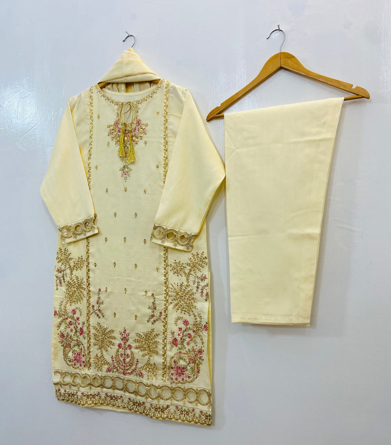 Sparkle Embroidered 3PC (Khaadi Cotton) D-88
