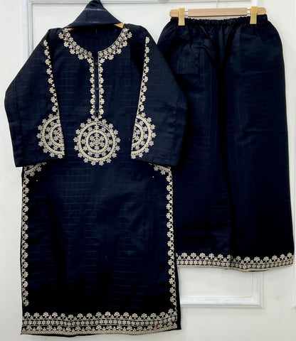Long-Length Embroidered 3PC (Cotton) D-420