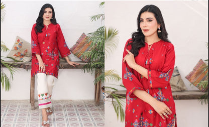 Strawberry Embroidered 2PC (Premium Cotton) D-348