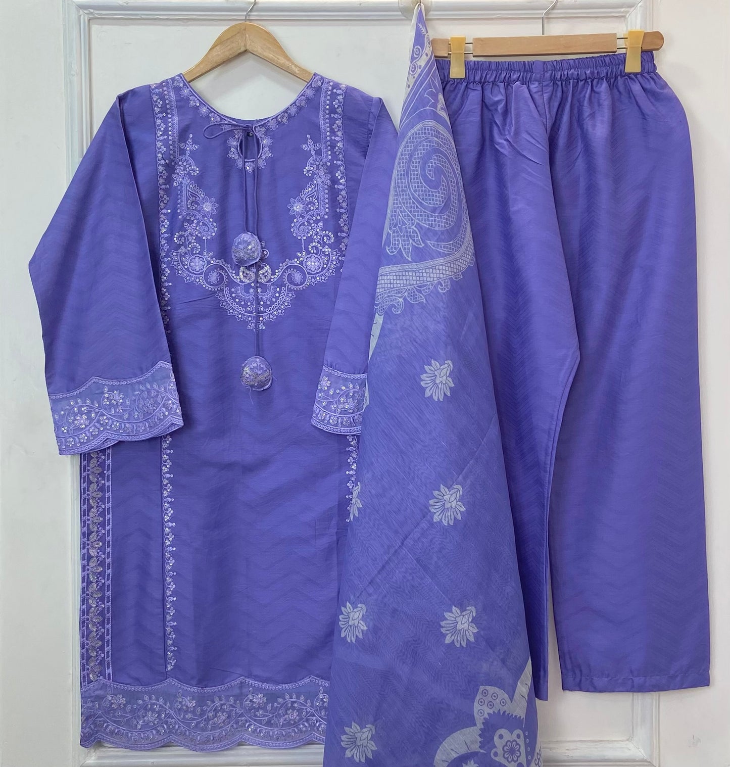 Eid Luxe Embroidered 3PC (Premium Cotton) D-365