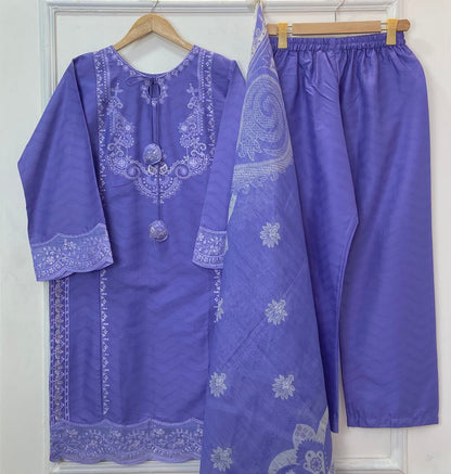Eid Luxe Embroidered 3PC (Premium Cotton) D-365