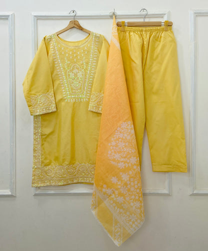 Sitaara Embroidered 3PC (Premium Cotton) D-489