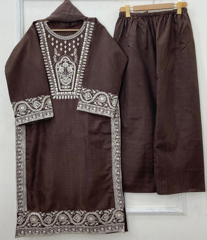 Eid Edit: Embroidered 3PC (Premium Cotton) D-450