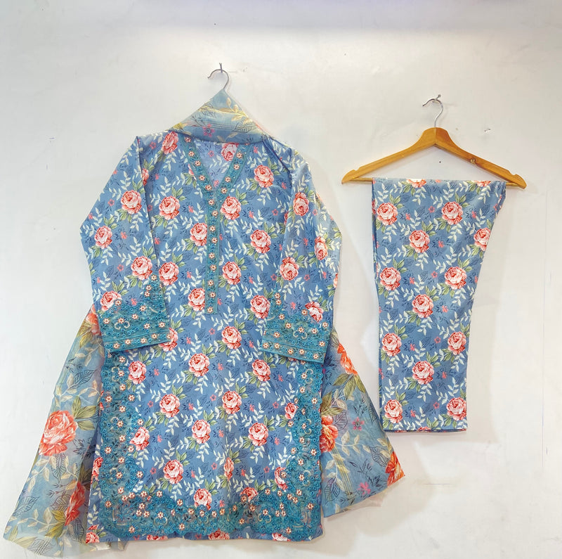Chicken Kari Embroidered 3PC (Lawn) 15