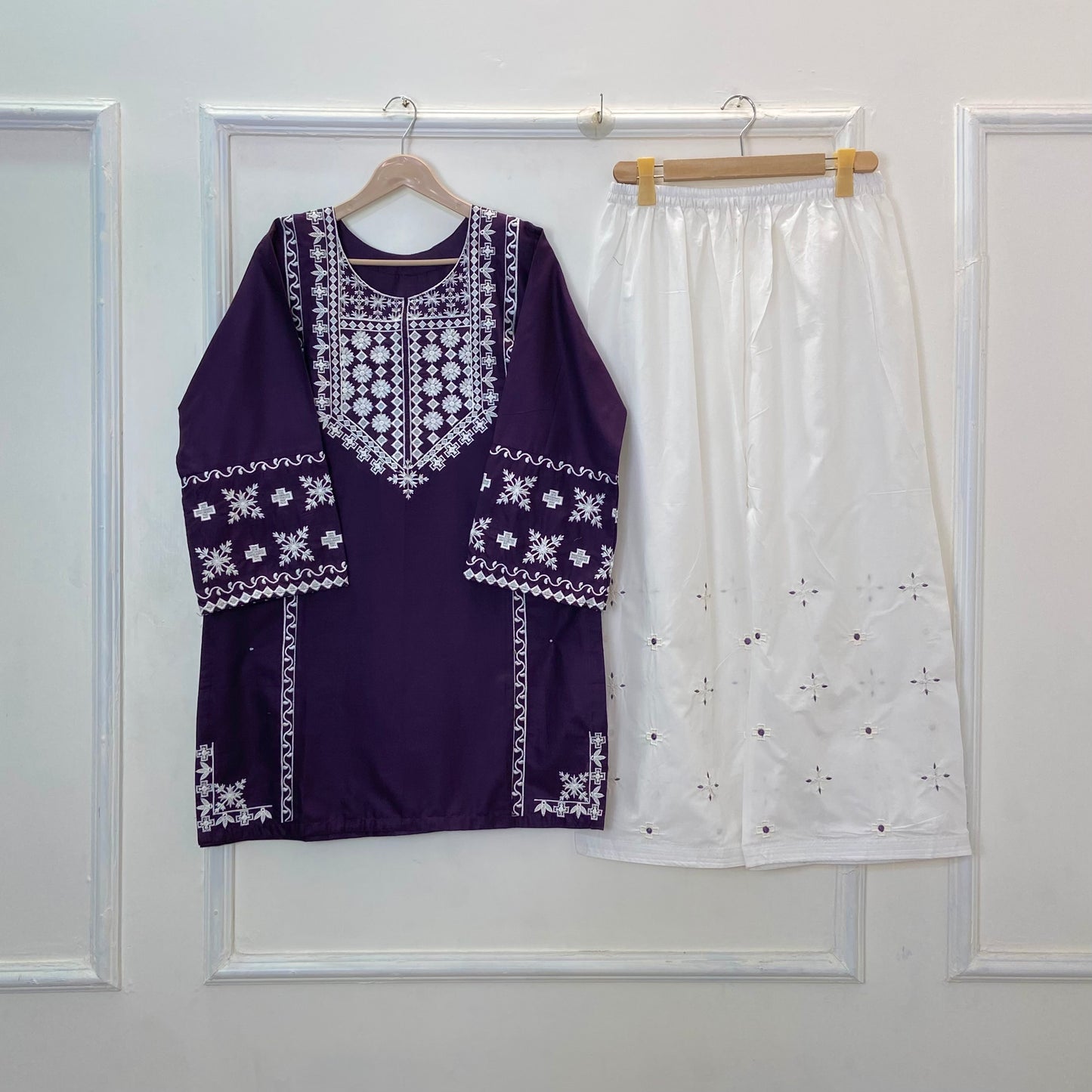 Dual Tone Embroidered 2PC (Premium Cotton) D-361