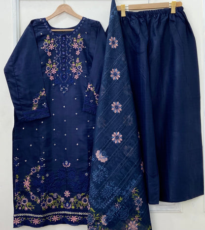 Long-Embroidered 3PC (Premium Cotton) D-439