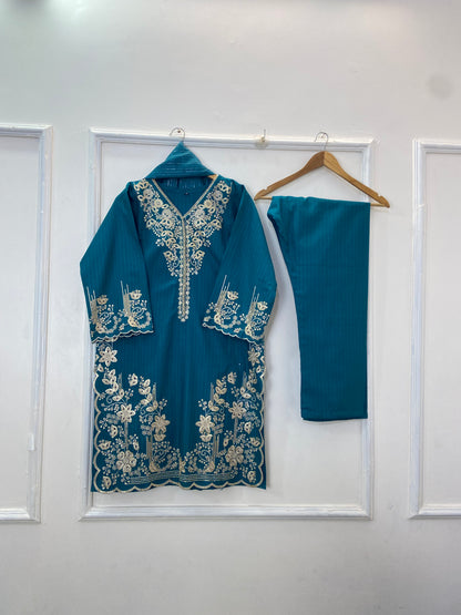 Richly Embroidered Luxe 3PC (Khaddar) D-276