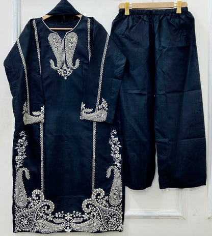 Long Embroidered | 3PC Cotton D-544