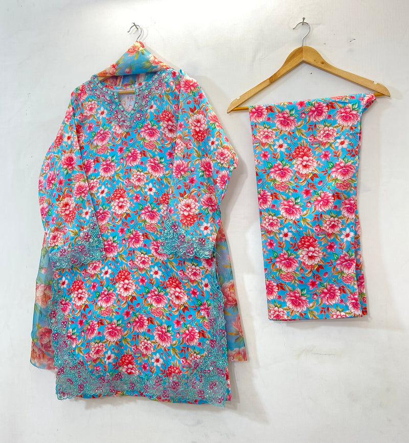 Embroidered Cutwork 3PC (Lawn) D-27