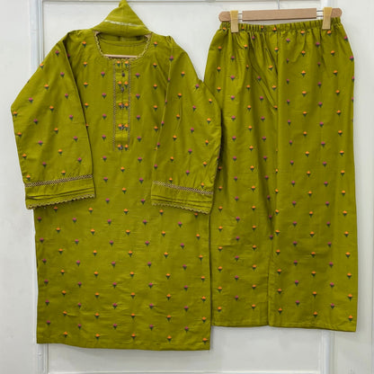 Tulip Embroidered 3PC (Premium Cotton) D-442