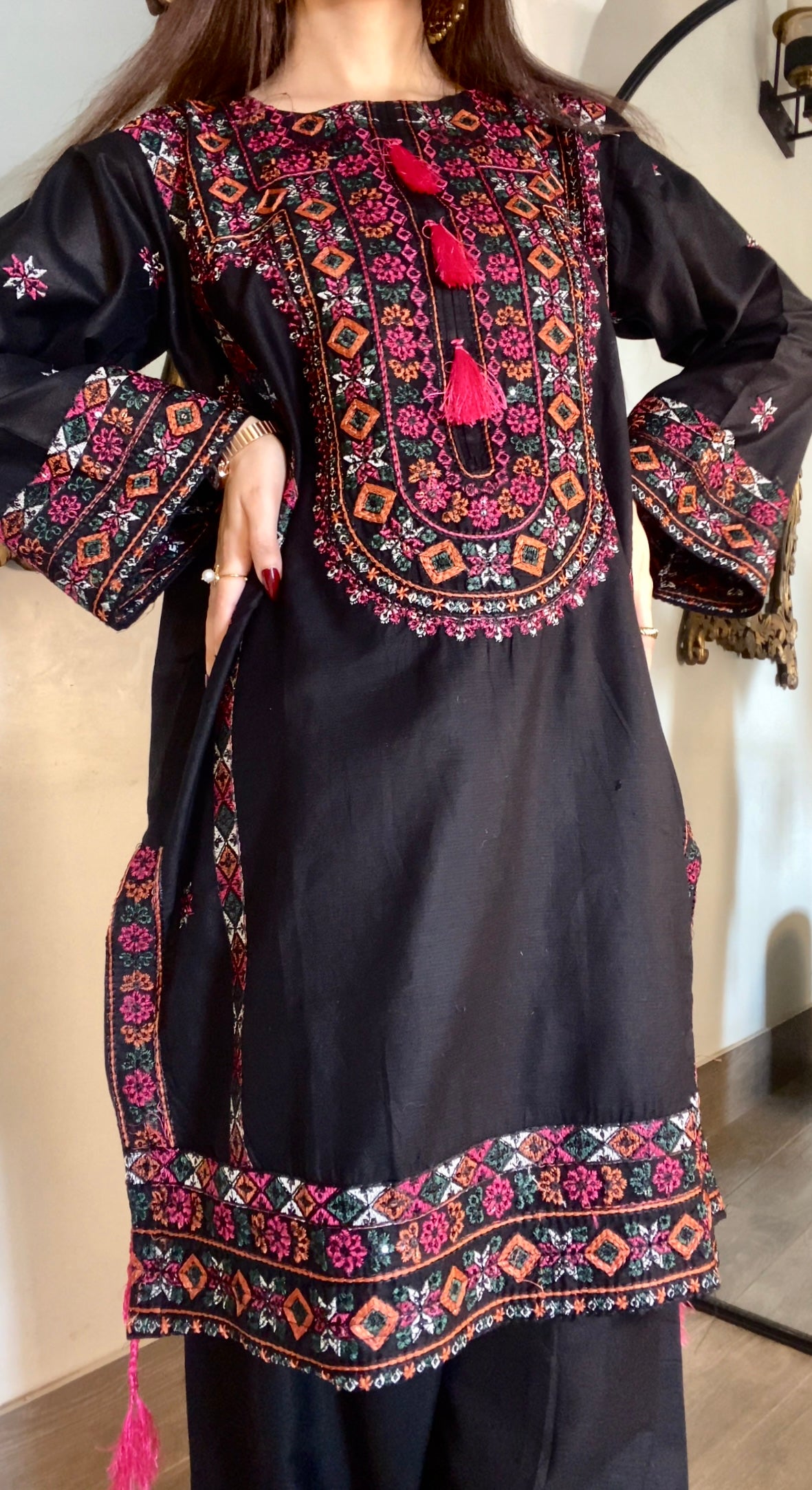 Black Balochi 3PC (Premium Cotton) – Rangeen Dhaage