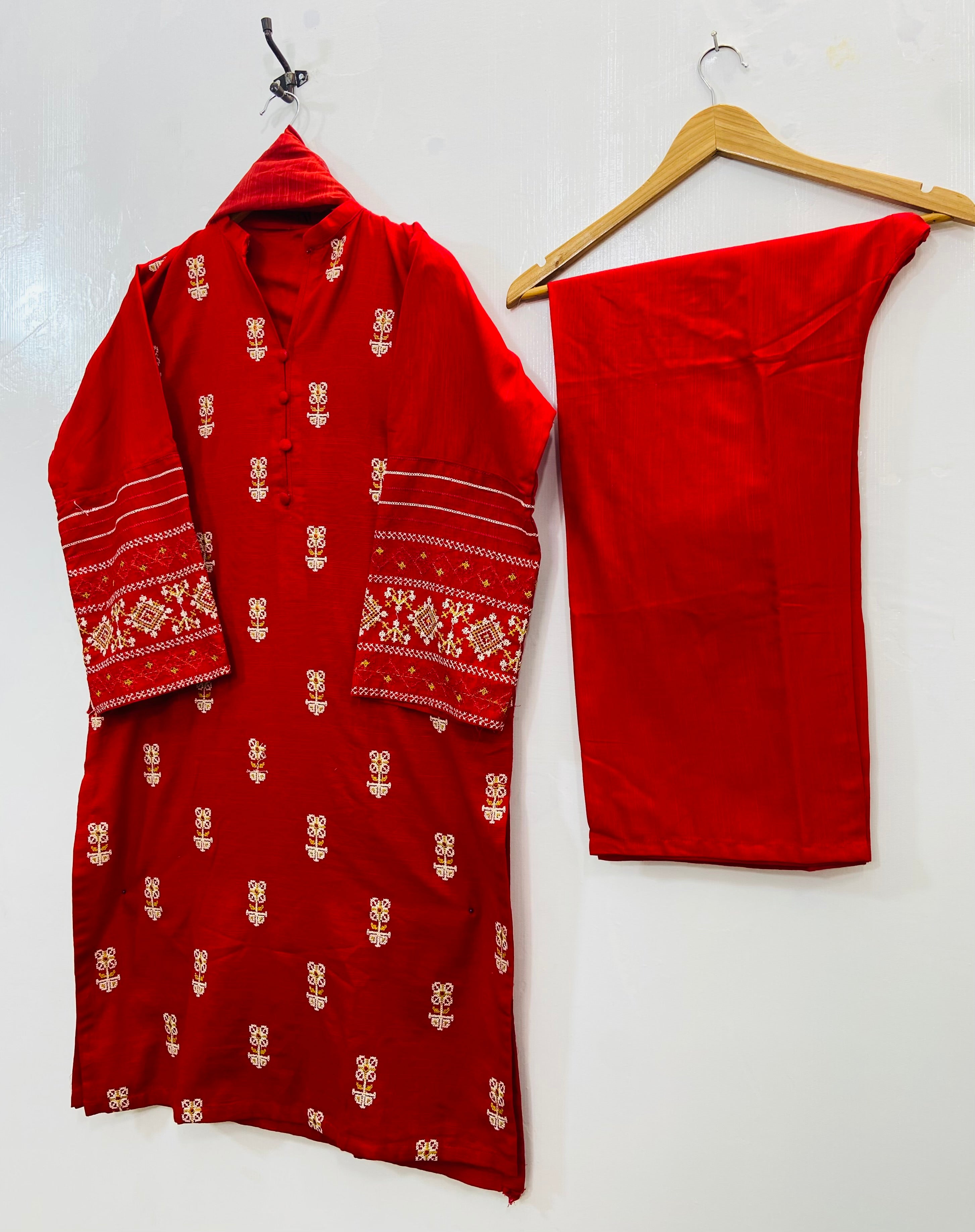 Pocket Embroidered 3PC (Best Selling) (Khaddar) D-125