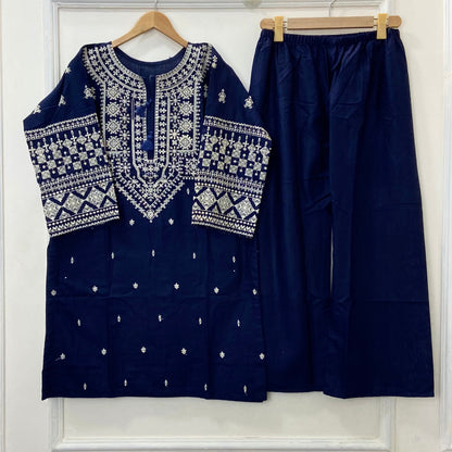 Cross-Stitched Embroidered 2PC (Khaddar) D-383