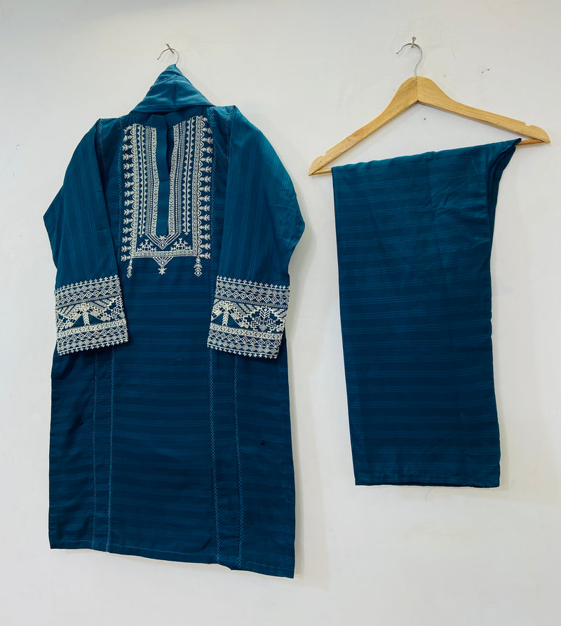 Cross-stitch Embroidered 3PC (Cotton Lawn) D-59