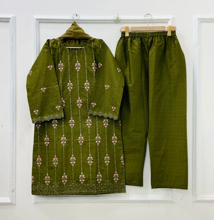 Sequins Embroidered | 3PC Cotton D-580