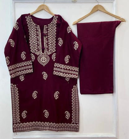 Chic Long Embroidered 2PC (Khaddar) D-304