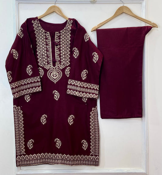Chic Long Embroidered 2PC (Khaddar) D-304