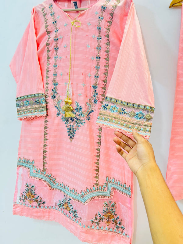 Embroidered 3PC (Cotton Lawn) 03-Light Pink