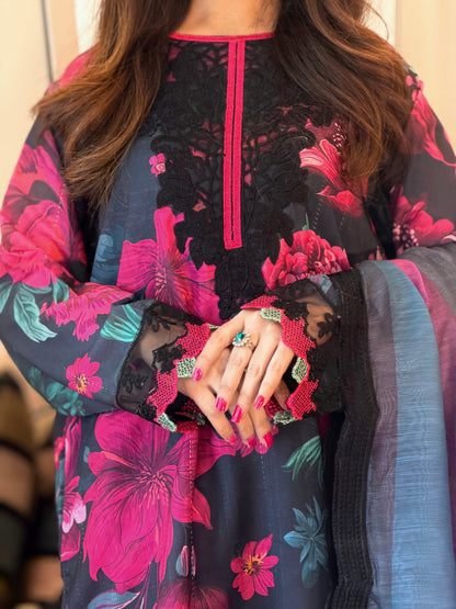 Dreamy Bloom Embroidered 3PC (Bana Dora ) (Hit Code) D-310