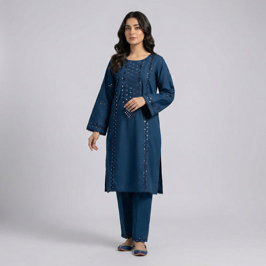 Sequins Embroidered | 2PC Cotton D-569