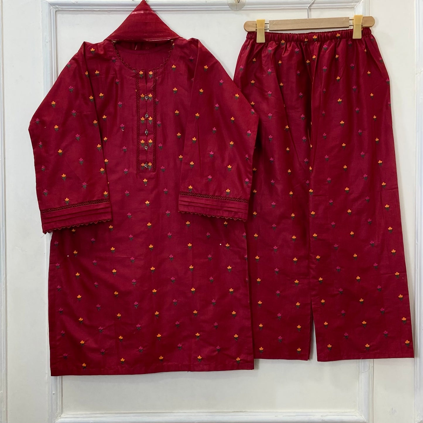 Tulip Embroidered Beauty 3PC (Premium Cotton) D-382
