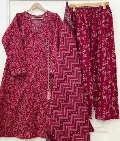 Angrakha Frocks | 3PC Binsaeed Lawn D-653