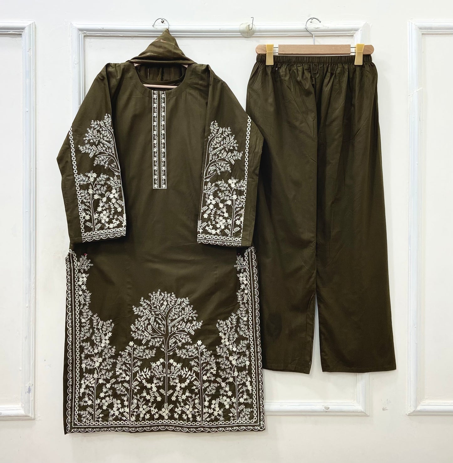 Embroidered Long | 3PC Cotton D-637