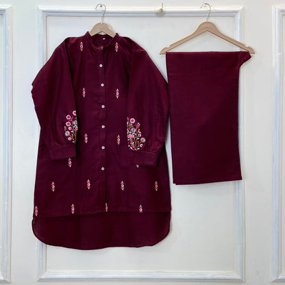 Cozy Embroidered Co-Ord Set (Khaddar) D-261