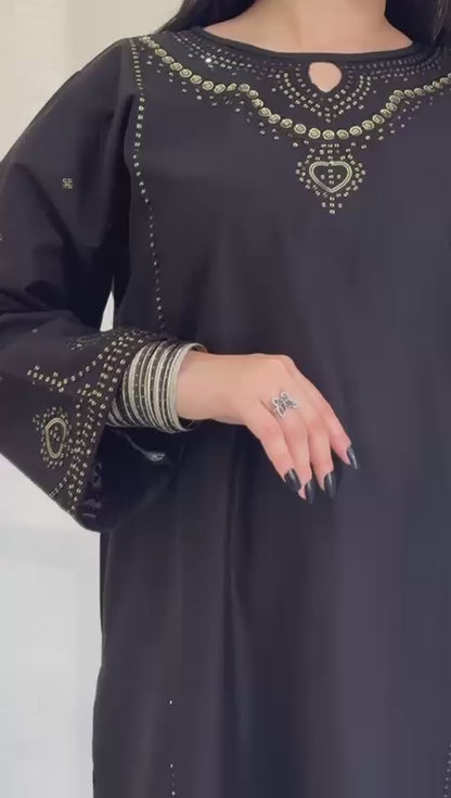 Guluna Formals Black | 3PC Lawn Cotton D-572